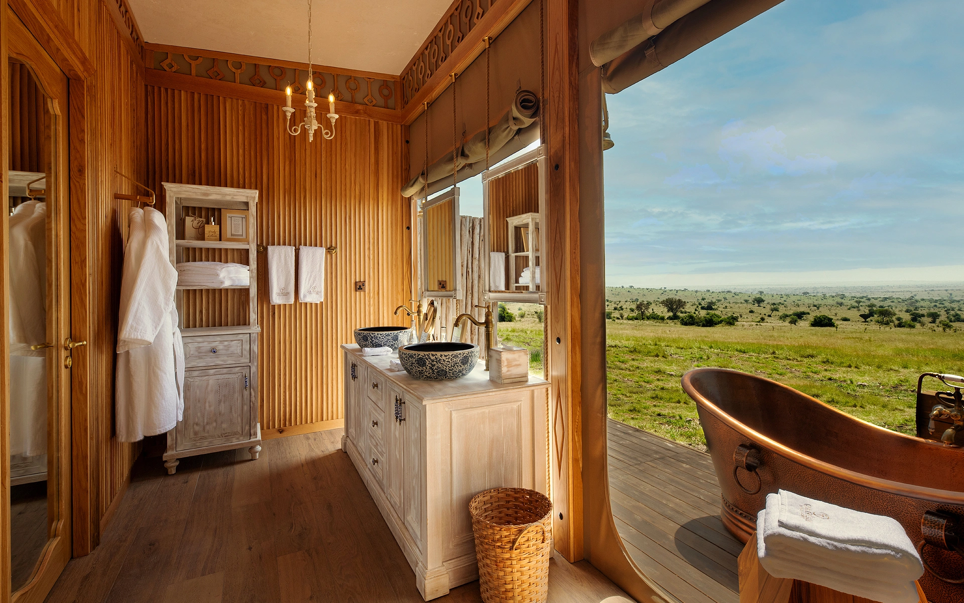 Ensuite bathrooms, private pools, and sun beds in the one-bedroom luxury villa at One Nature Mara River.