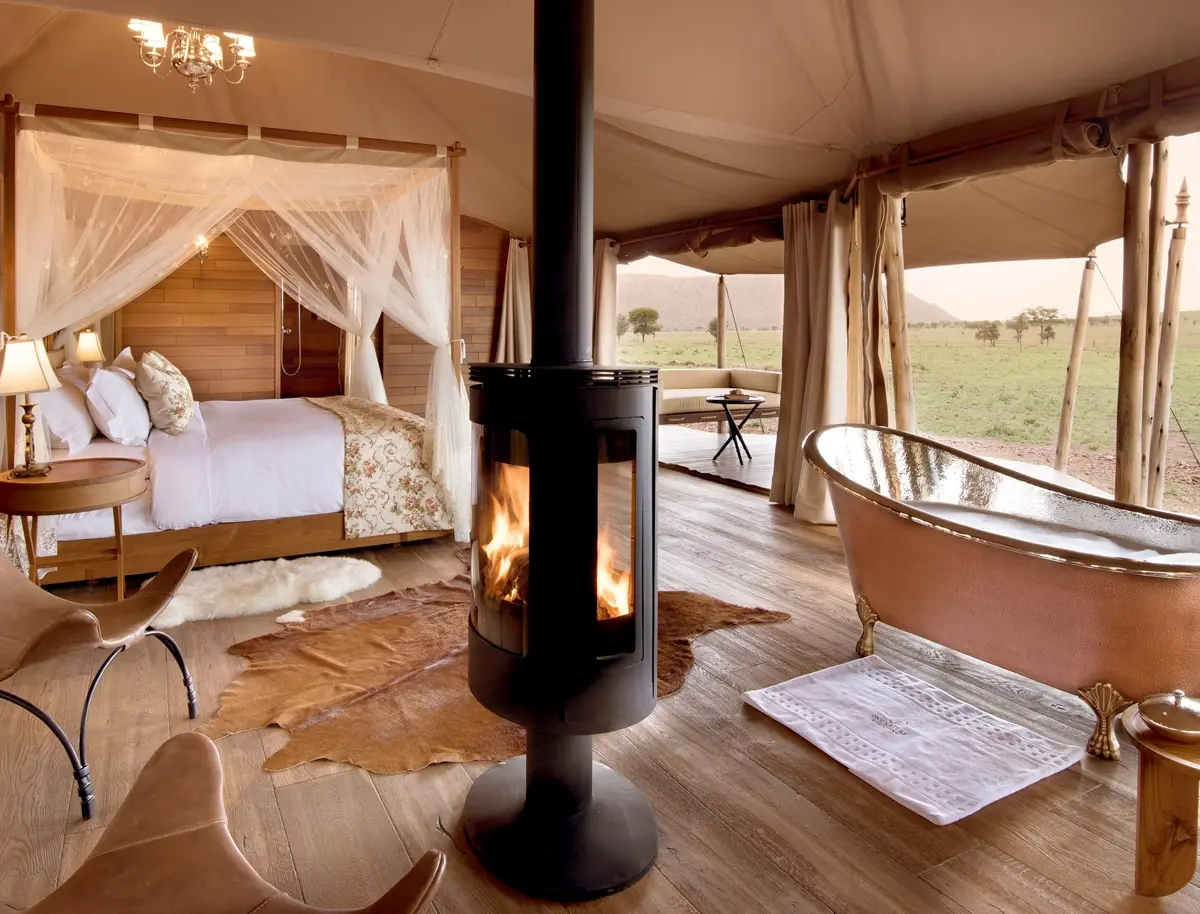Luxury one-bedroom tent in the Serengeti.