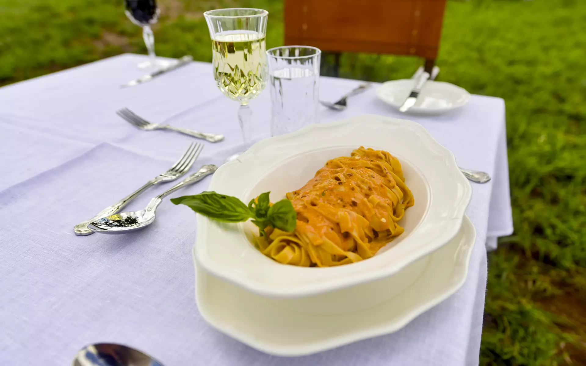 Homemade Tagiliatelle, creamy pasta dish