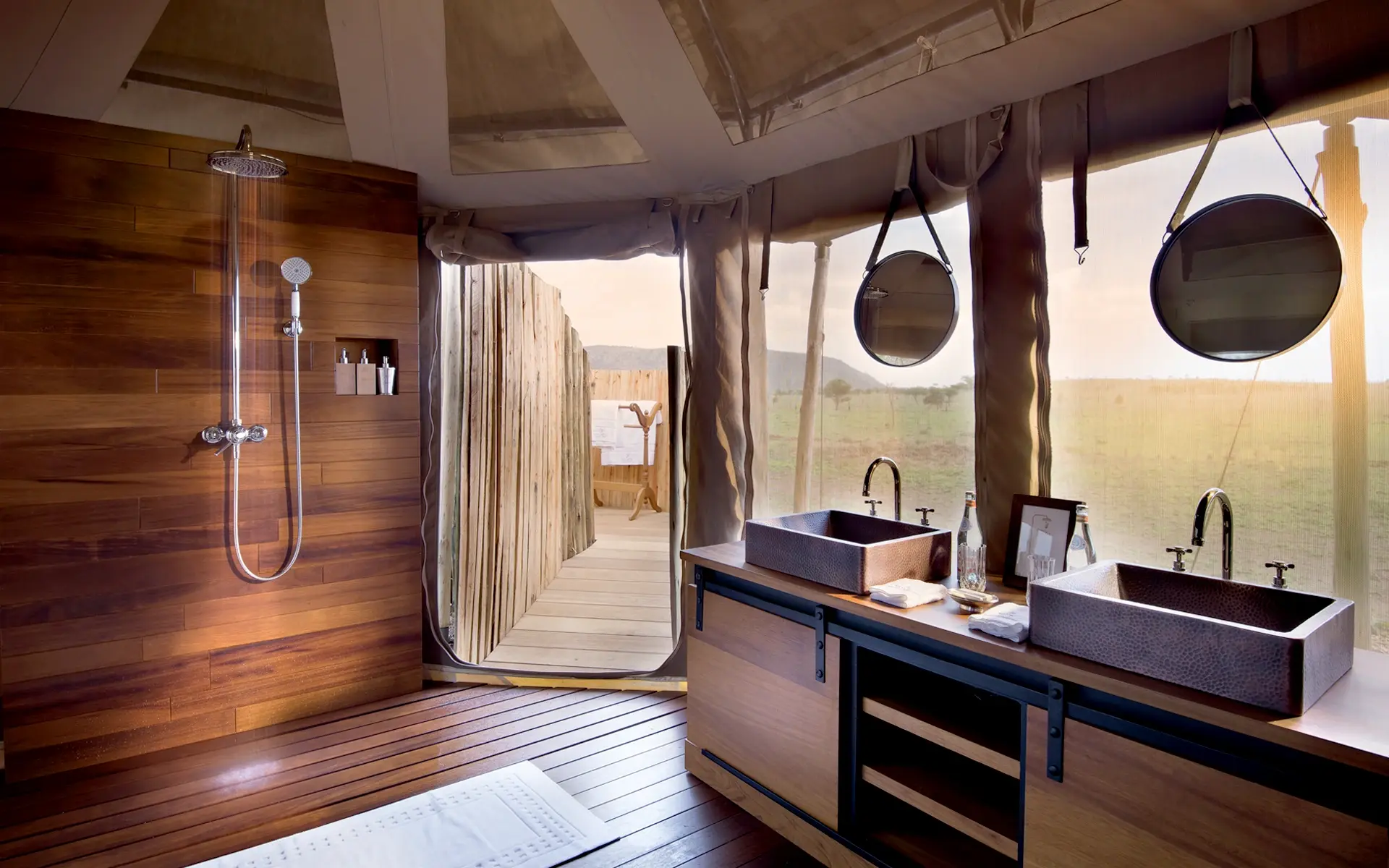 Indoor Shower in luxury tent