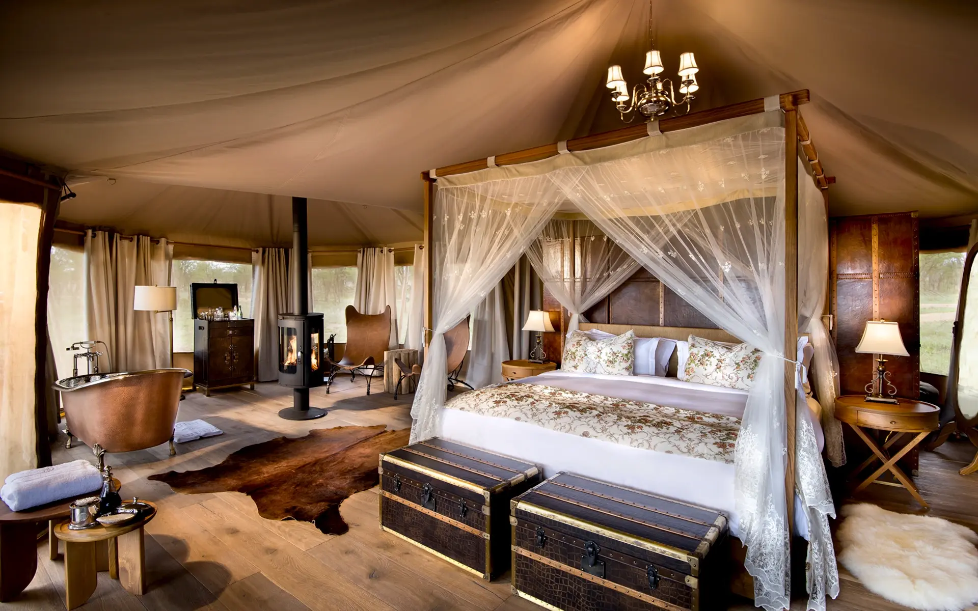 Upscale safari tent lodging in Tanzania