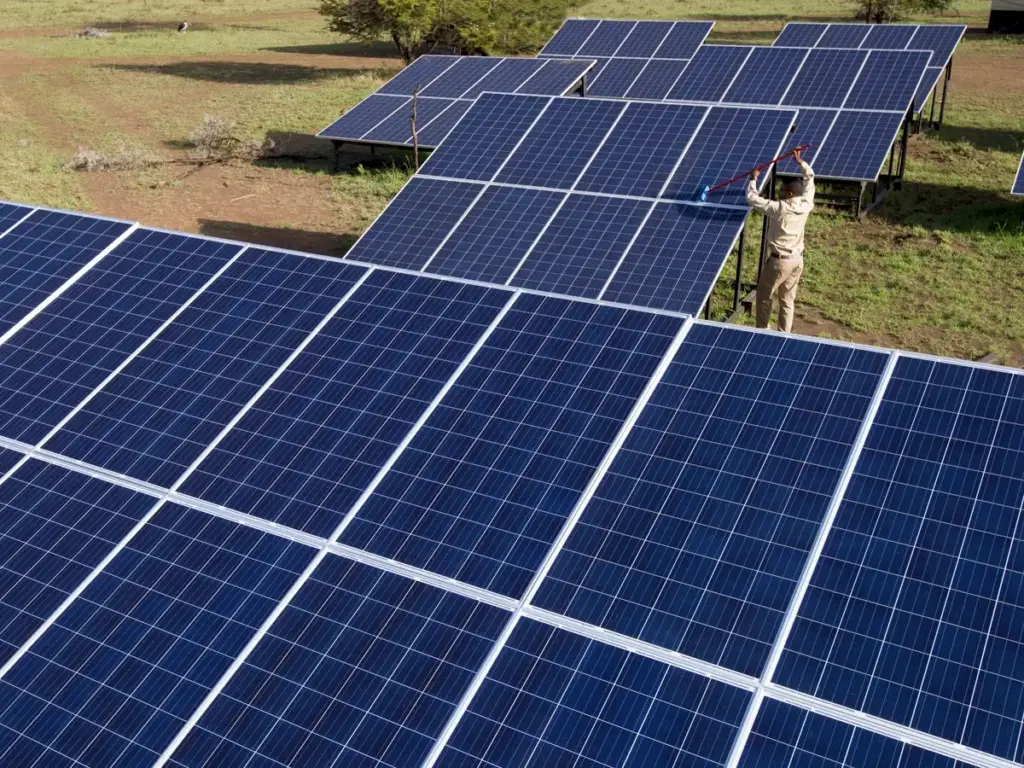 Solar panels at One Nature contribute to a sustainable African safari.