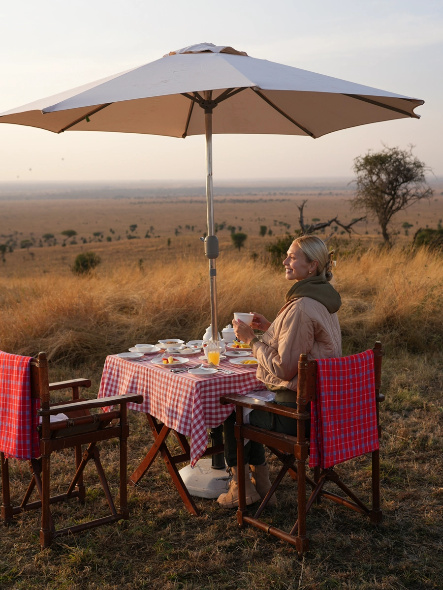 A breathtaking view of the Serengeti plains with wildlife roaming freely under a vast sky.